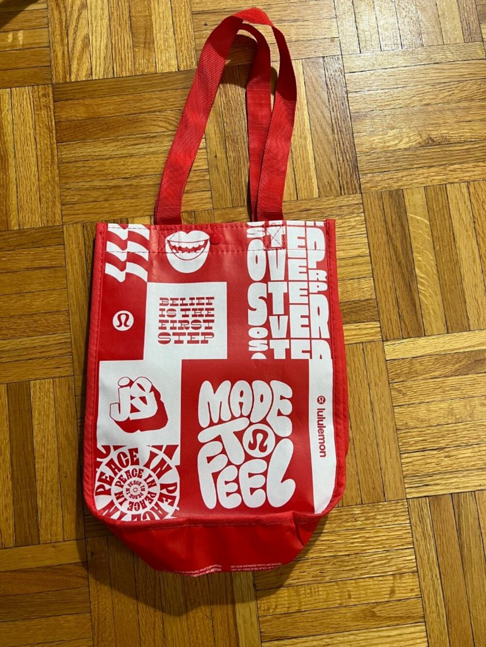 New Lululemon Red Patterned Tote Bag
